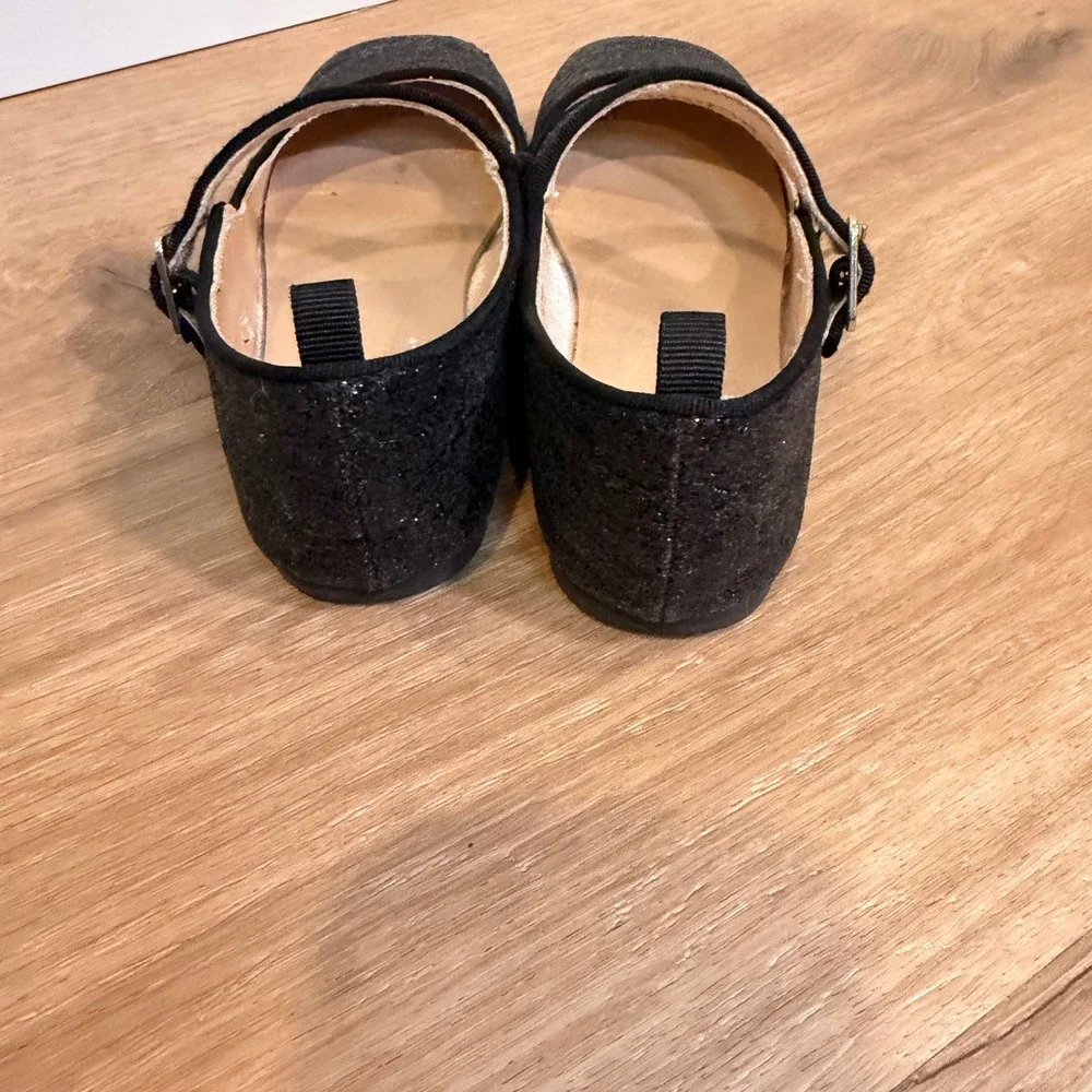 H&M Mary Jane Shoes Kids Size 12 Black Glitter Sparkle Dressy Party Ballet Flat